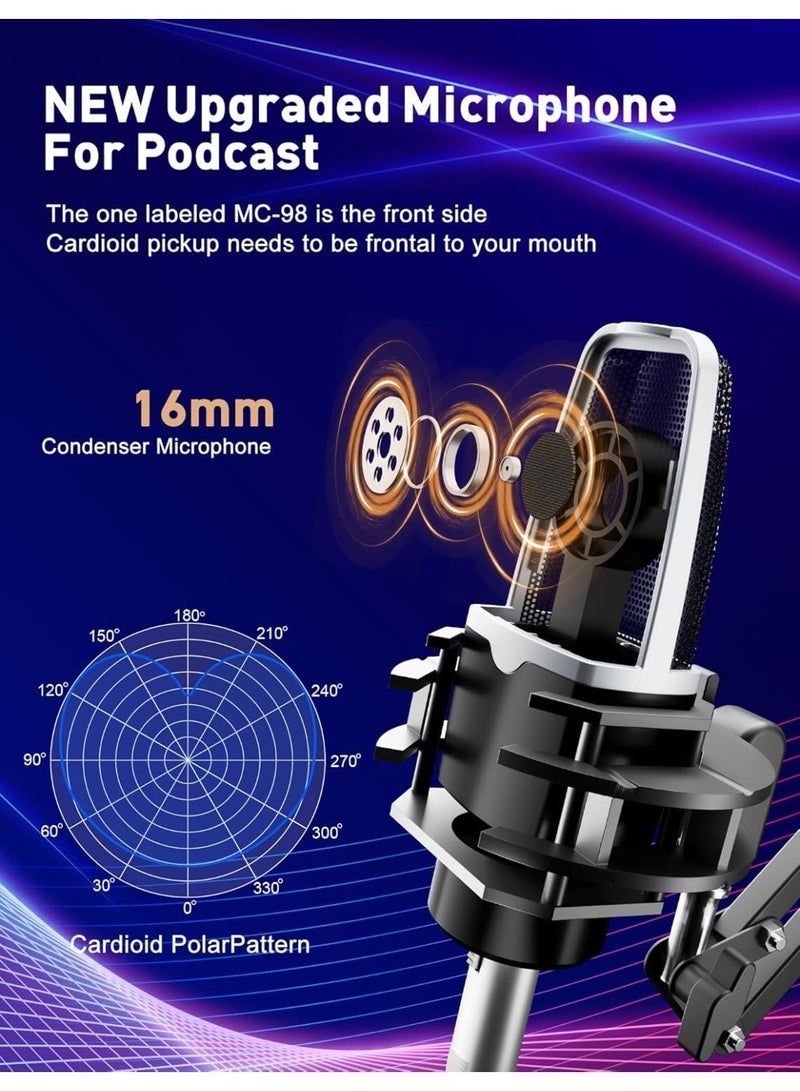 SINWE Professional P99 Sound Card Podcast Equipment Pack, Sinwe Audio Interface, All-in-One Podcast Production Studio with 3.5mm Microphone, Perfect for Live Streaming, Gaming, Singing, YouTube - Image 2